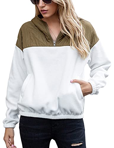 WXDSNH Top con Capucha para Mujer Irregular Colorblock Pullover Sudaderas Manga Larga Invierno Zip Túnica Tops Outwear Jacket Cover
