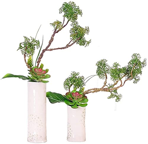 Árbol bonsái en maceta de plástico blanco para decoración de interiores, hogar, oficina, escritorio, decoración de plantas artificiales para decoración de jardín y escritorio