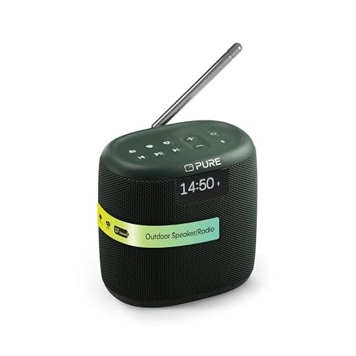 Pure Woodland Mini Outdoor Lautsprecher mit Bluetooth & DAB+/FM Radio (wasserdicht IP67, robust, tragbar, 14h Akku, perfekt für Garten & Camping) Grün