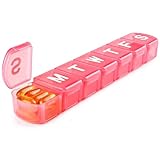 MOLN HYMY Pastillero organizador extra grande 7 días una vez al día, vitaminas y aceite de hígado de