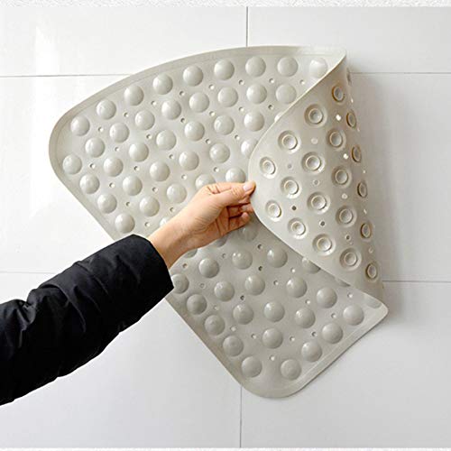 Duschmatten Dusche rutschfest, Antirutschmatte, Antibakteriell, Anti-Schimmel,Viertelkreis, Eckbereich, Badewannenmatten Badematte mit Saugnäpfen für Badewanne Dusche (54 cm x 54 cm, Beige)