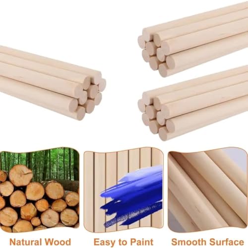 Image of 37MM 4ft (1.5x1.5) Wooden Dowel Rod | Smooth Finish Round Wood Stick for Macrame Plant Hanger Wall Hanging Tapestry | Strong Craft Pole for Home Decor Art DIY Projects (2 Pieces)