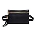 Rebecca Women Girls PU Leather Fanny Pack Casual Waist Bag Tassels Cell Phone Pocket with Removable Belt (Black)