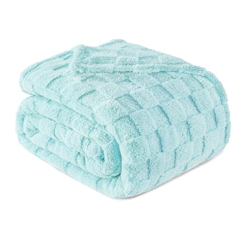 Exclusivo Mezcla Manta Sofá Azul Claro - Manta para Cama, Manta Polar, Franela Doble Cara Suave, Calidez Ligera, Todas Estaciones, 130x150 CM