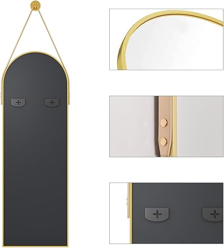 Miniatura 2 de OGCAU Espejo de longitud completa, espejo de pared de longitud completa, espejo de pared para pared en el dormitorio, espejo superior arqueado,