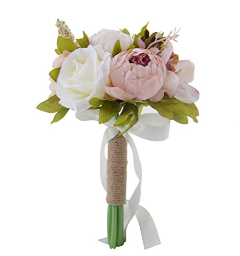 Amoleya Flower Bouquet, 6 Inch Vintage Wedding Bouquet Artificial Flowers for Bride