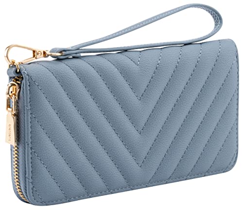 Brentano Vegan Leather Slim Single-Zipper Chevron Embroidered Wallet with Removable Wrist Strap product thumbnail 14