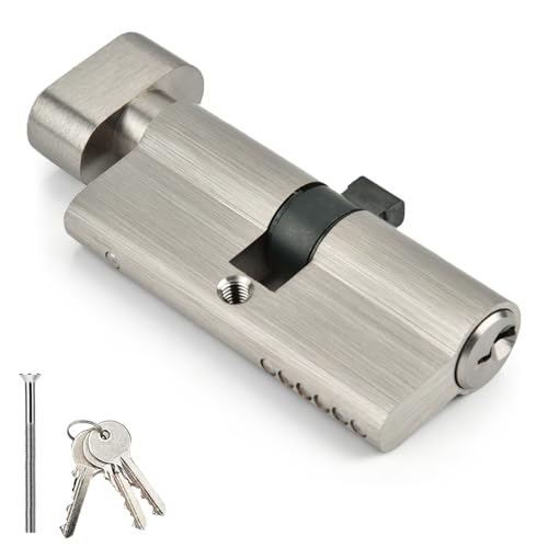 Door Lock Cylinder, Bedroom Door Lock Single Open Copper Lock Cylinder with 3 Keys and Screw Home Security Doors Hardware (70mm)
