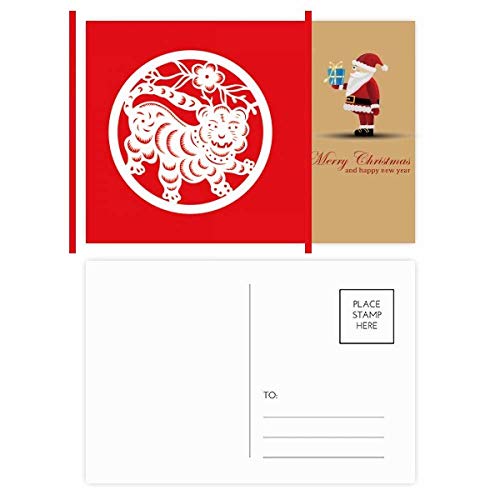 Cartes postales tigre zodiaque chinois motif animal et Père Noël pour collection