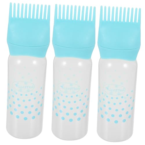 DRESSOOS 3 Piezas Aplicador De Estilo Botella Aplicadora De Cabello Jarabe Para El Cabello Aceite De Coco Para El Cabello Aplicador De Peine Para El Cuero Cabelludo Condimento Tinte Blue