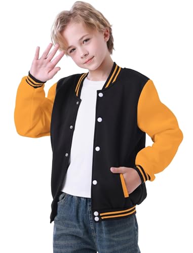 Kids Boys Varsity Jacket Baseball Jacket Casual Sport Cardigan Sweatshirt Youth 2-13 Year
