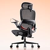 SIHOO Bürostuhl Ergonomisch, Schreibtischstuhl mit 4D Dynamischer Lordosenstütze, Breiter Kopfstütze & Klappbaren Armlehnen, Neigung 90-135°, Schwarz