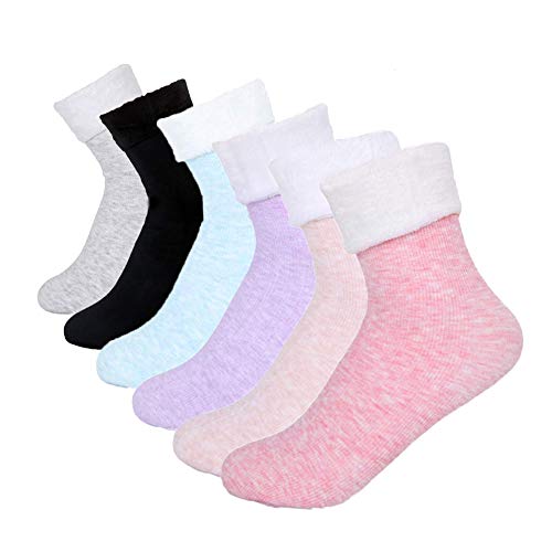 HRUI 女性用ルームソックス 裏起毛ソリッドカラーチューブソックス 冬の暖かい家庭用靴下 ハイキング 作業 スキー 抗菌 通気性 吸汗速乾