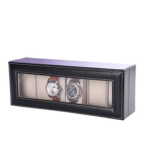 POFET Boîte de rangement pour 6 montres - Pour homme - En cuir - Noir Cover