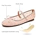 Trary Mesh Nude Flats for Women Round Toe Ballet Flats with Pearls Mary Jane Shoes Women with Bowknot and Elastic Strap, Comfortable Dress Shoes for Wedding Party Casual Wear, Size 8.5
