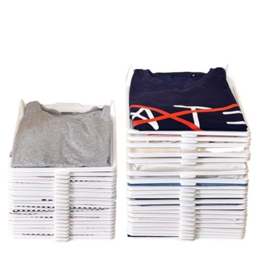 10PCS 折りたたみボード 衣類シャツ収納 | Tシャツ・厚手セーター・衛衣・ジーンズ・薄手ニット・ウエストパンツ整理用 | 省スペース・便利な服のフォルダ・積み重ね可能な折り畳み板 (1,S)