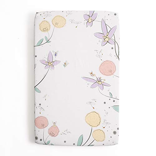 Jumpoff Jo - Fitted Mini Crib Sheet For Portable Crib, Playard, And Playpen Mattresses And Mats, Soft 100% Cotton, 24 In. X 38 In. - Fairy Blossom #TOP1