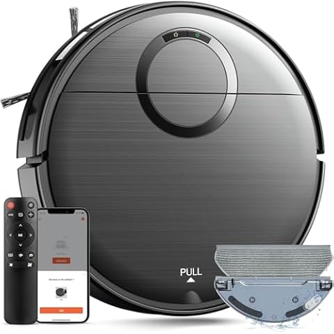 Robot Vacuum and Mop Combo, 2 in 1 Mopping Robot Vacuum Cleaner with Schedule, Wi-Fi/App/Remote, 2000Pa Max Suction, Self-Charging Robotic Vacuum, Slim, Ideal for Hard Floor, Pet Hair, Low-Pile Carpet Cover