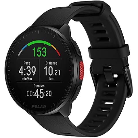POLAR Pacer Ultra-Light GPS Fitness Tracker Smartwatch for Runners; S-L, for Men or Women, Black Cover