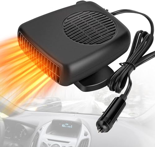 Leaflai Calefactor de Coche 150W, 12V Ventilador Calefactor desempañador de Parabrisas de Coche con mechero enchufable, 2 en 1 calefacción/refrigeración Parabrisas Ventilador Calefactor