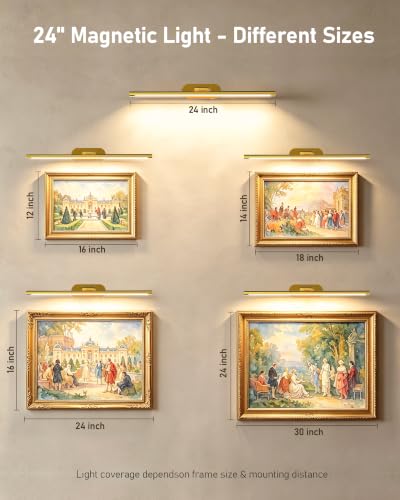 Image of Glendan 24 inch Wireless Picture Lights for Wall, Art Light with Remote & Timer