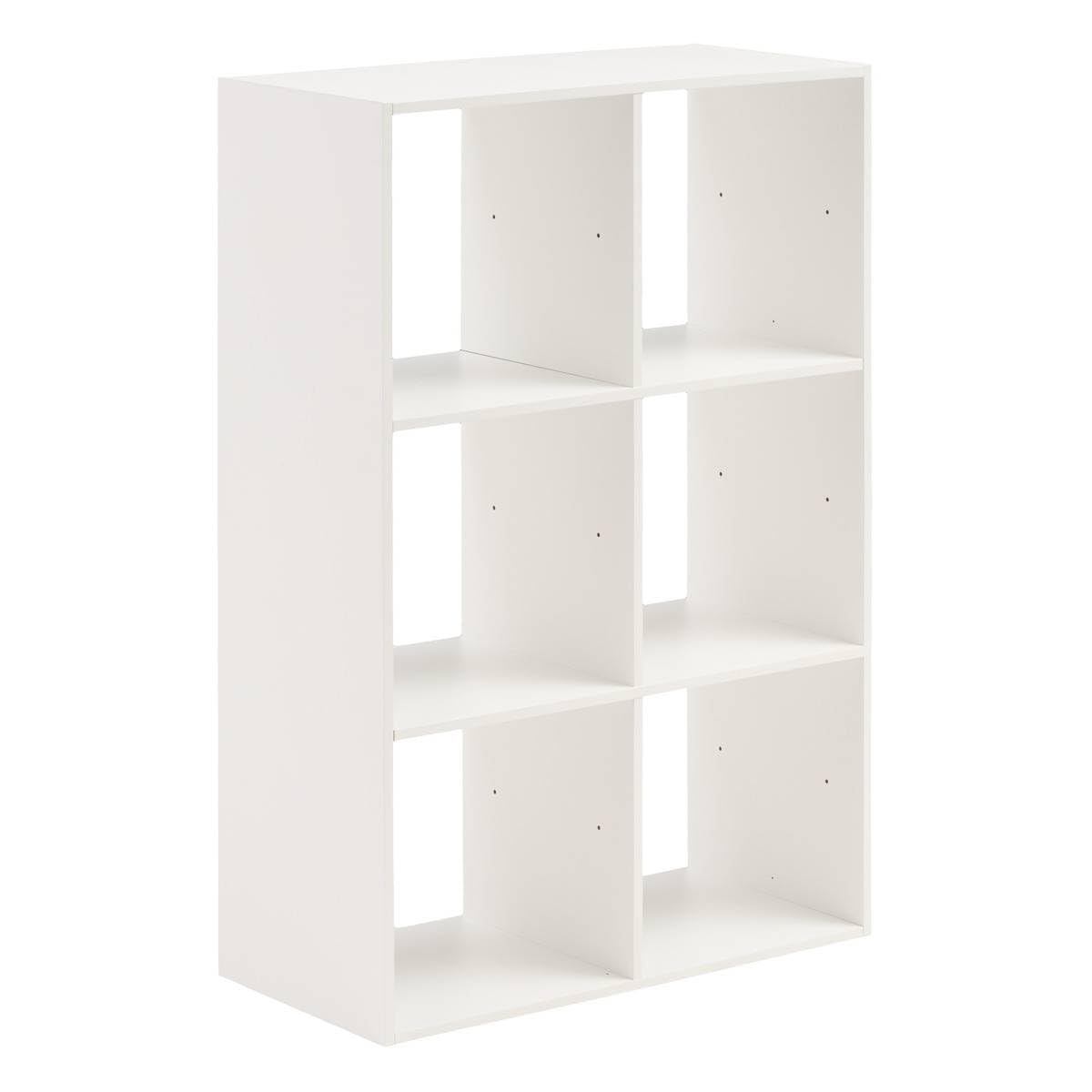 5 five simply smart 5five - Estantería Mix'n Modul de 6 Compartimentos - Efecto Madera Blanca - Almacenamiento práctico y práctico - An. 67,5 x Pr. 32 x Al. 100,5 cm - Salón, Oficina, Dormitorio