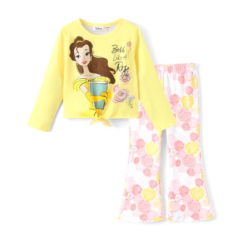 Image of Disney Girls Outfits Long Sleeve Knot Front Shirt Flare Pants 2PC Clothes