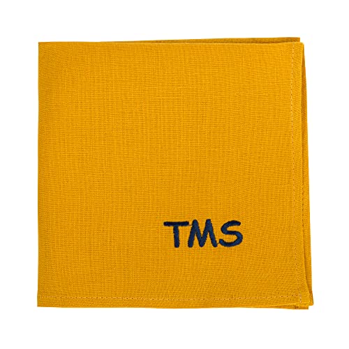 Llemioembroideryshop Linen Monogrammed Handkerchief For Men Gifts For Him Wedding Hankerchief For Groom Groomsmen Dad Bestmen Personalized Pocket Square cover