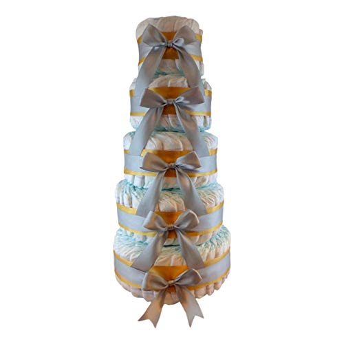 Tarta De Pañales Montaña De 100 Pañales - 5 Colores a Elegir (Dorado/Plata)