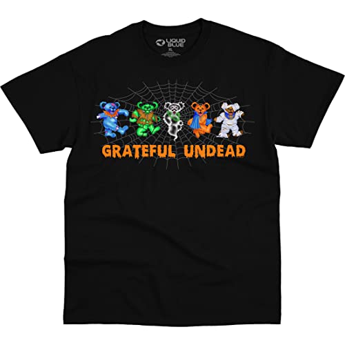 Liquid Blue Grateful Dead Bears T-Shirt Mixte haut de gamme style rétro rock