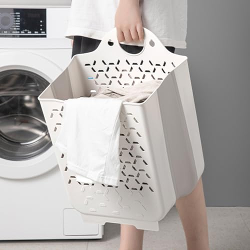 Amosfun 2001753WPLY Collapsible Laundry Basket Clothes Storage Basket Dirty Cloth Basket Laundry Hamper Wall Mounted Laundry Basket Plastic Storage Bathroom Basket Organizer Tpe Child White Clothing thumb #1