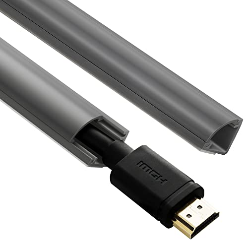 Image of ZhiYo 15ft Corner Cable Hider for 1 Cord, Hide Wires on Wall Corner, Grey | Self-Adhesive Cable Concealer, 5 Pack (3ft Each), Quarter Round Cable Management Raceway for Baseboards & Ceiling Corners