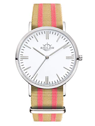 Sailor Montres Classic Banks blanc finissez-en avec les montres lourdes grâce au nylon léger