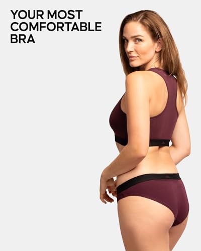 DANISH ENDURANCE Bralettes for Women, Organic Cotton, Seamless Bra, Wireless, Racer Back, Multicolor (1x Black, 1x Dark Grey, 1x Wine), Large4