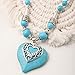 MINACHI Bohemian Created Turquoise Teal Heart Necklace, Vintage Boho Summer Beach Jewelry Gift for Women