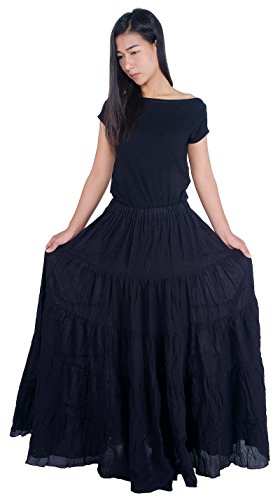 Lannaclothesdesign Women's Cotton Long Ruffle Full Circle Long Skirts Maxi Skirt