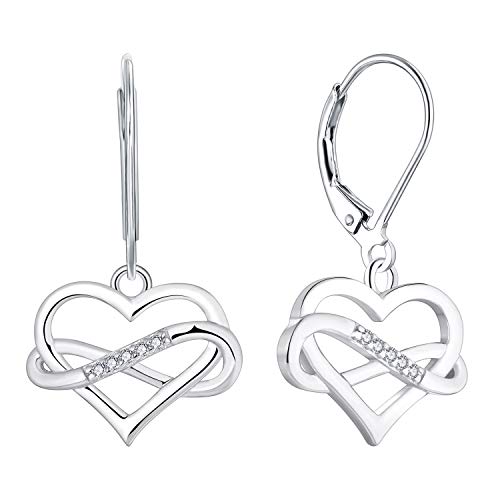 Boucles d'oreilles Infini Cœur Argent 925 anti-allergie avec Oxyde de Zirconium AAA