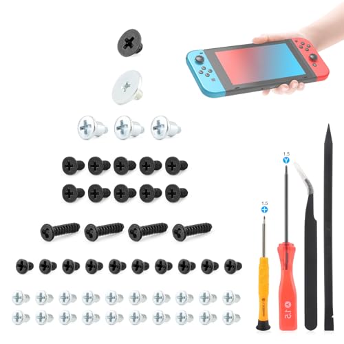 40PCS Full Screws Set for Nintendo Switch Screw Replacement Console Head Accessories Parts with Repair Tools