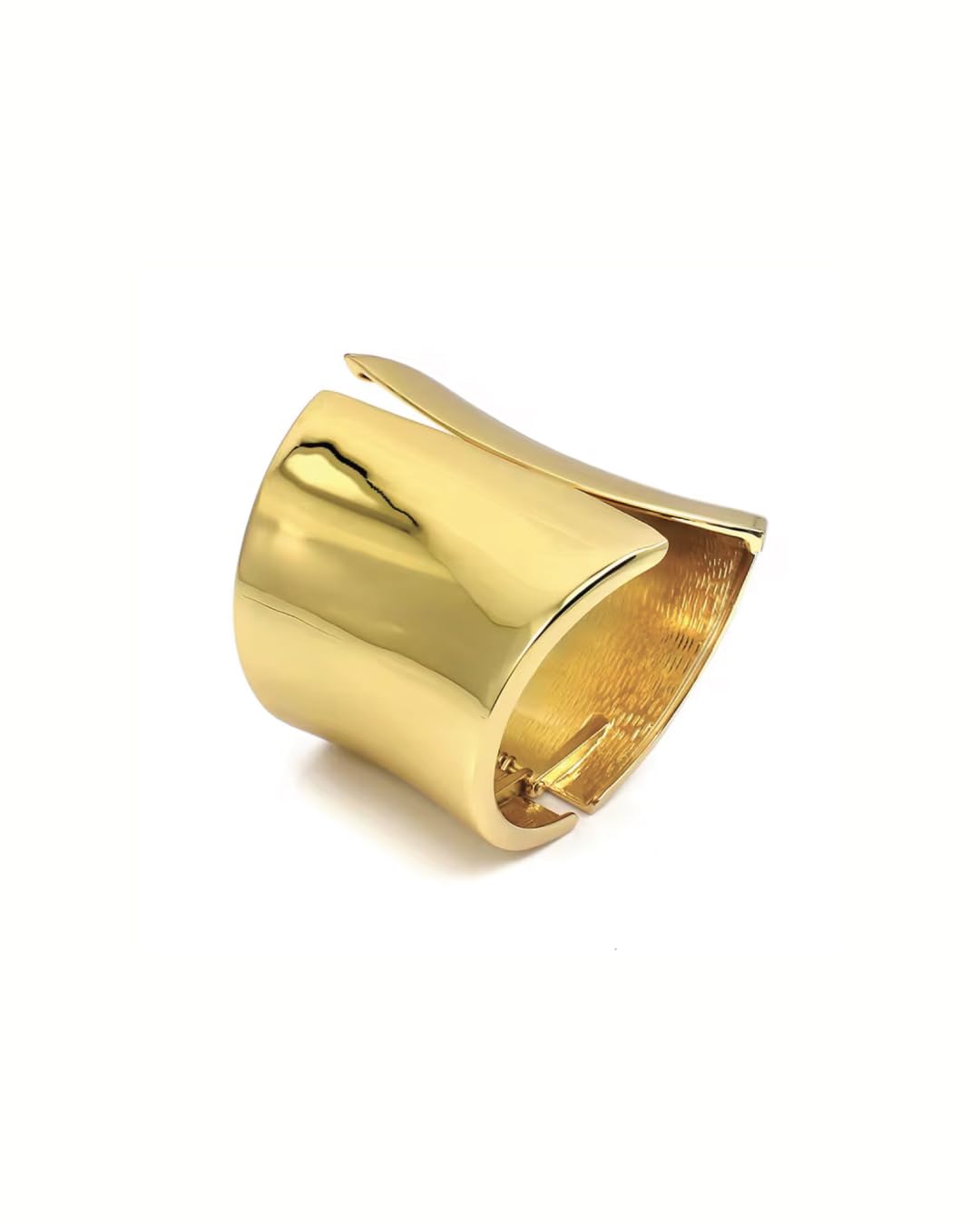 MAJALE MAJALE - Pulsera Esclava Asimétrica - Pulsera en Latón con Acabado Baño de Oro 18Kt - Brazalete Gótico Geométrico - Elegancia Vintage para Fiestas, Regalos Especiales - Ancho 6,5 cm, Unisex