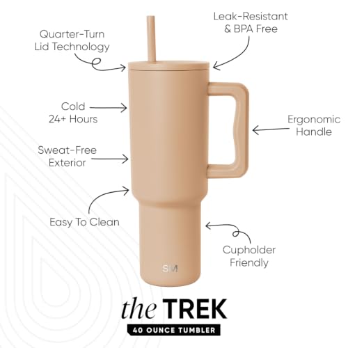Image of Simple Modern Tumbler with Handle and Straw | 40oz | Tan