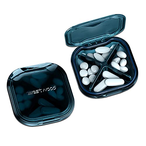 Image of Pill Case, Small Pill Box, SIFISO Travel Pill Container Water-Resistant Portable Vitamin Case Medicine Organizer Box for Purse or Pocket Daily Medication Carry Case with Removable Compartment(Blue)