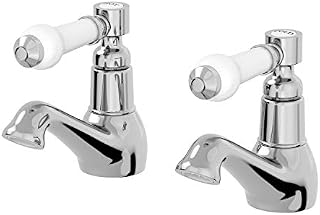 Traditional Bathroom Hot and Cold Pair Basin Taps Pair Ceramic Lever Handles Chrome