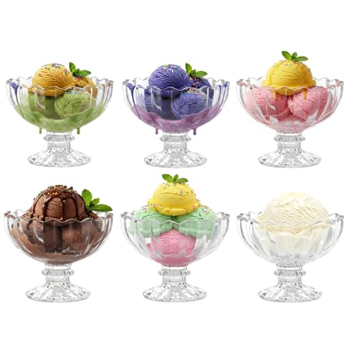 Set mit 6 Glas-Dessertschalen, 138 ml klare Eiscreme-Schalen,...
