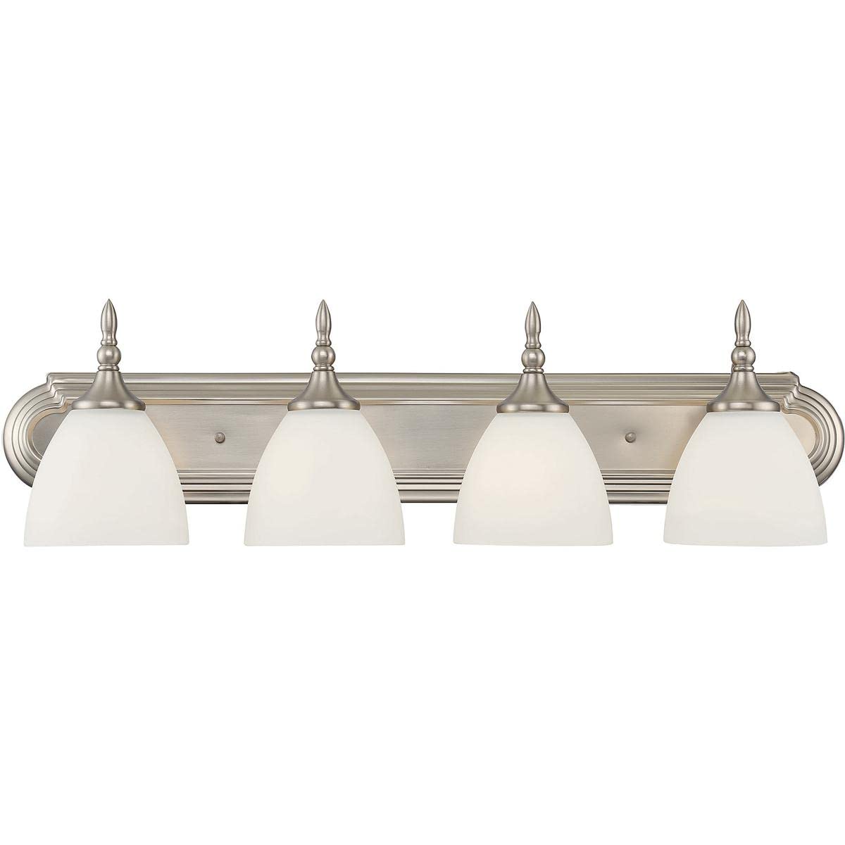 Savoy House 8-1007-4-SN Herndon 4-Light Bathroom Vanity Light in Satin Nickel Finish with White Frosted Glass (30" W x 8" H)
