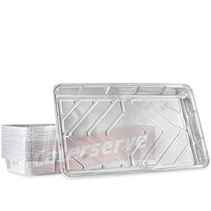 Aluminium Foil Trays Containers for Baking Cooking Freezing and Storing Tray Size 32cm x 20cm x 3.3cm (10 Pack)