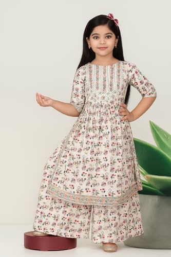 Image of S Kay Fashion Girls Cotton Palazzo Set | Floral Printed Ethnic Wear for Kids | Comfortable Dress