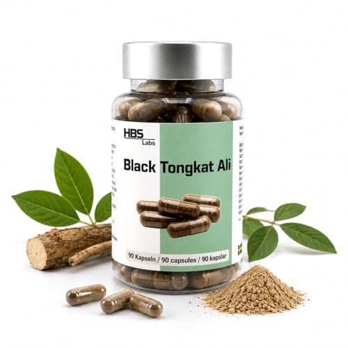 Black Tongkat 90 Kapseln (500Mg) | Natürliches Supplement für Männer zur Steigerung der Muskelmasse und Energie Hergestellt in Schweden - Kräuterwurzelformel mit Polyalthia Bullata