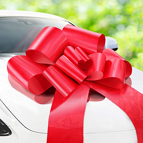 Zoe Deco - Big Car Bow - Red, 30 Inch - Giant Car Bow for Birthday, Christmas, Wedding Reception, Surprise Party - Large Gift Wrapping for Huge Present