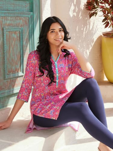 Image of Aurelia Women's Floral Print Rayon Straight Kurti
