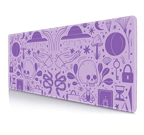 Image of Kawaii Pastel Purple Witchy Large Gaming Mouse Pad, Mystical Elements Cute Goth Desk Mat, Aesthetics Desk Pad for Work, Laptop, Office, Home, 31.5 X 11.8 Inch